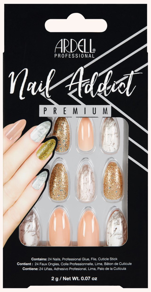 Nail Addict Artifical Nails Pink Marble & Gold