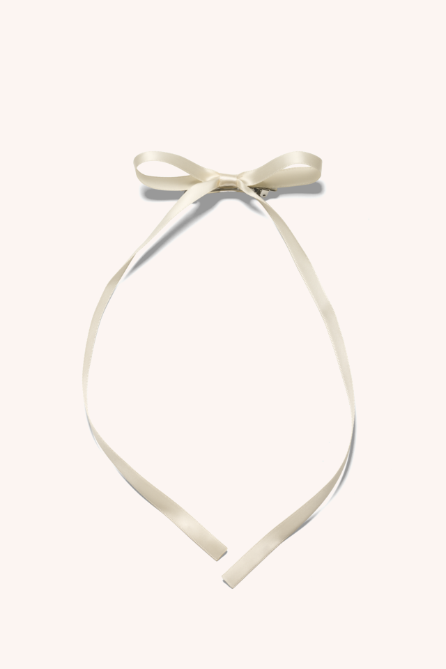 Mini Hair Clip With Bow White