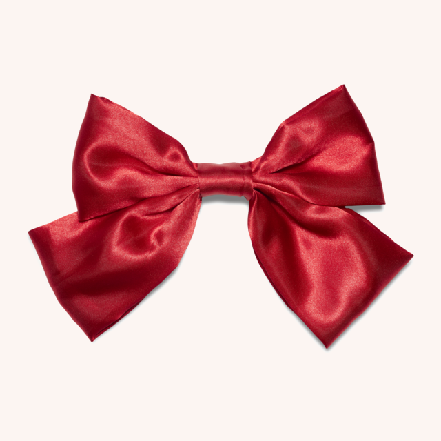 Hair Clip with Bow Red Satin