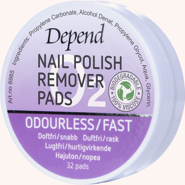 Nail Polish Remover Pads Odourless/Fast